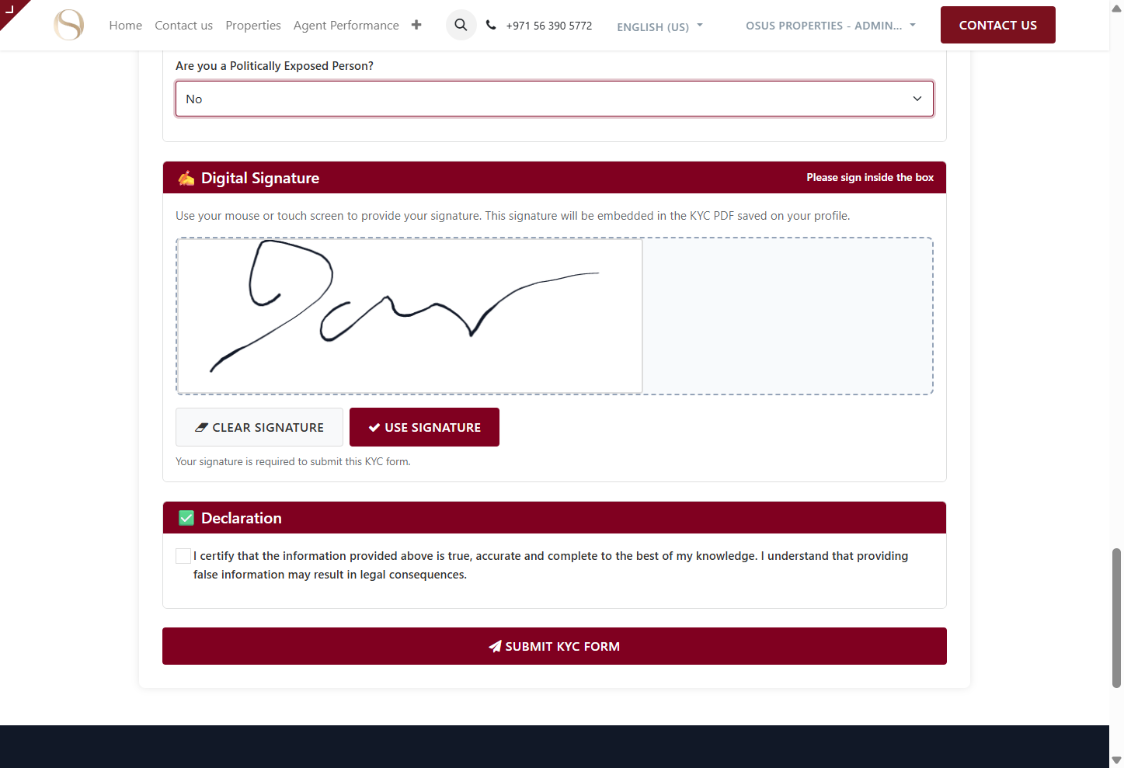 KYC screenshot